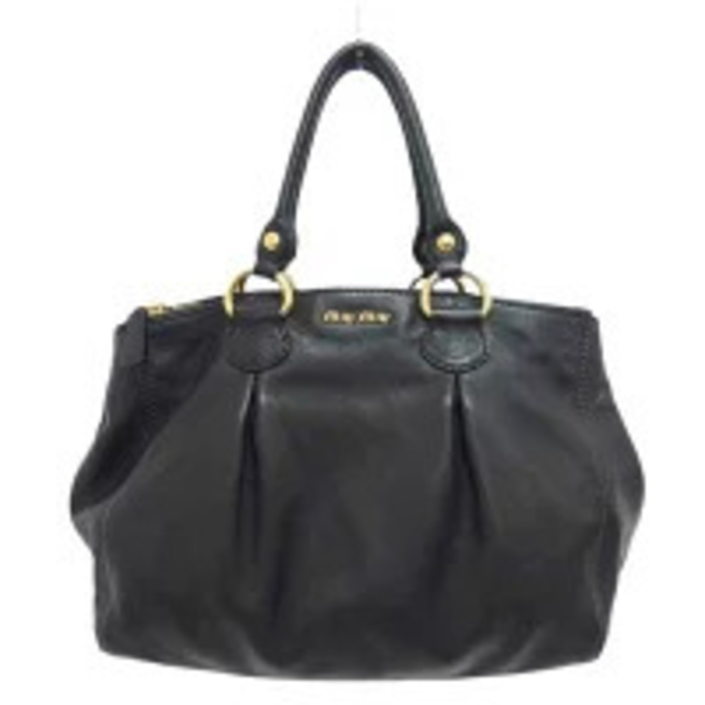 Miu Miu Vitello Leather Handbag soft gathered leather Black
